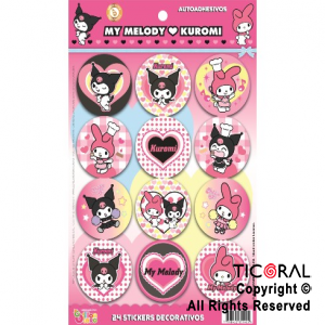 KUROMI STICKERS AUTOADHESIVOS X 24 UNIDADES